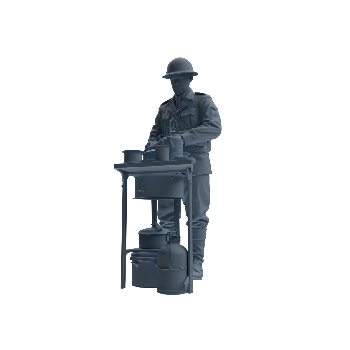 MRY-SFW SSTR222 WWII French Army Logistics Soldier Picnic Three-Person Group — detail view 4