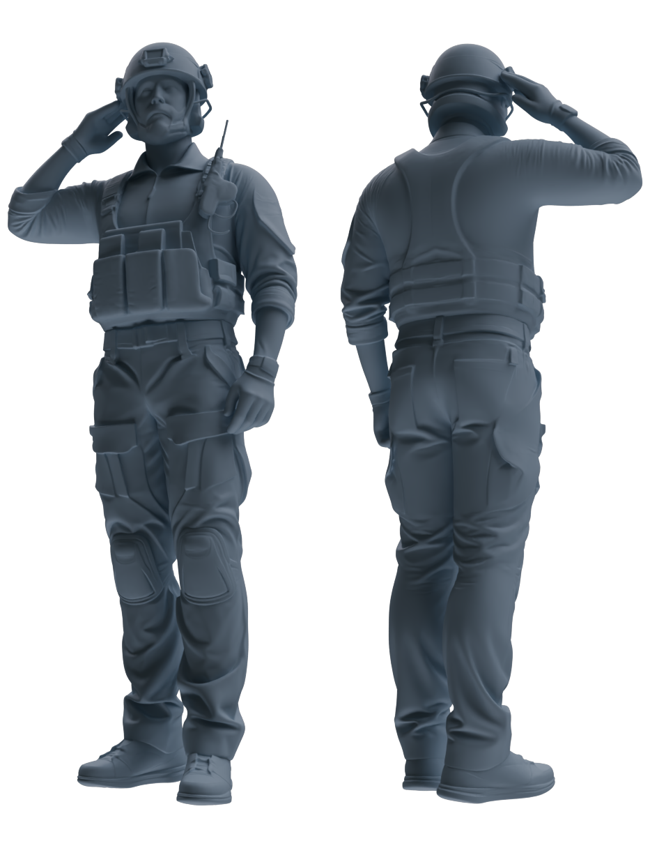 MRY-SFW SSTR029 Miniatures Soldier Model Kit 1993 Mogadishu Black Hawk Helicopter Soldier Saluting Six-Person Group — detail view 5
