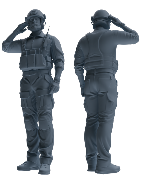 MRY-SFW SSTR029 Miniatures Soldier Model Kit 1993 Mogadishu Black Hawk Helicopter Soldier Saluting Six-Person Group