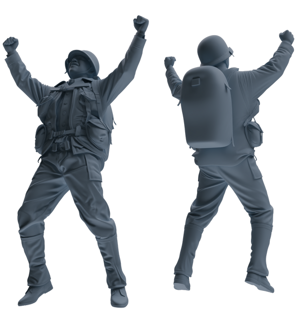 MRY-SFW SSTR073 Miniatures Soldier Model Kit Saving Ryan in Normandy WWII U.S. Army Four-Person Celebrating Group
