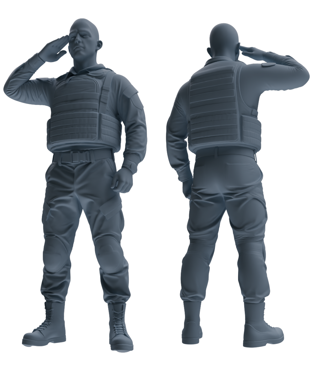 MRY-SFW SSTR029 Miniatures Soldier Model Kit 1993 Mogadishu Black Hawk Helicopter Soldier Saluting Six-Person Group