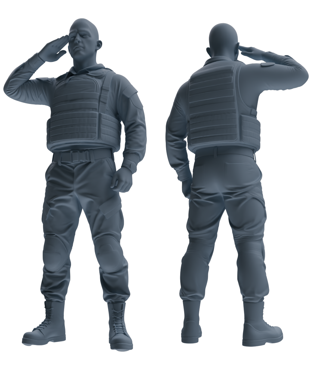 MRY-SFW SSTR029 Miniatures Soldier Model Kit 1993 Mogadishu Black Hawk Helicopter Soldier Saluting Six-Person Group — detail view 7