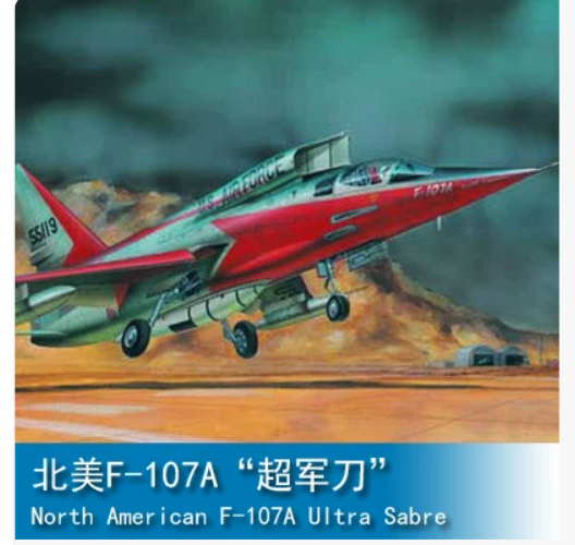 1/72 Scale Trumpeter, N.A. F-107A Ultra Sabre Jet Model Kit 01605 BN Sealed — scale model kit