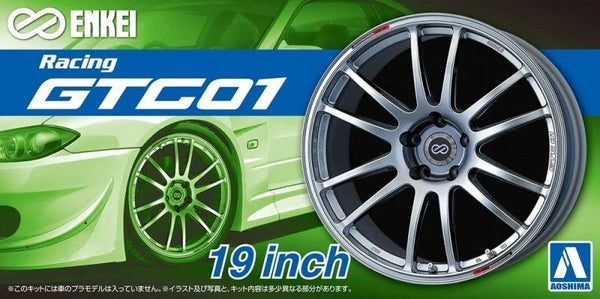 Aoshima AO-05380 1/24 Model Car Tuned Parts(47) Enkei Racing GTC01 19"inch Wheels & Tires