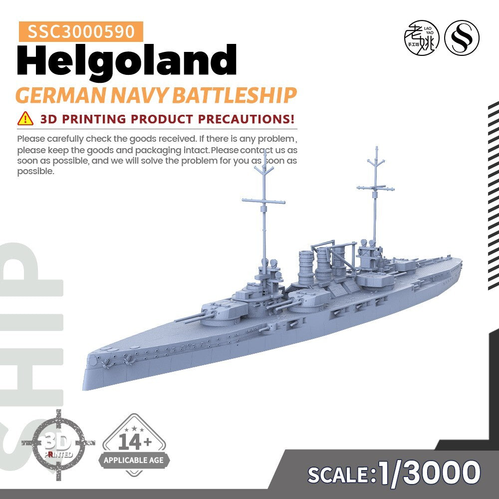 SSMODEL SSC3000590 1/3000 Military Model Kit German Navy Helgoland Battleship — scale model kit
