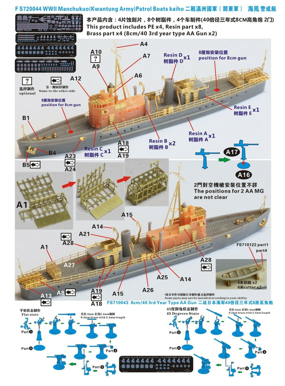 Fivestar Resin Kit 1/700 WWII Manchukuo (Kwantung Army) Kaiho Patrol FS720044 — detail view 3