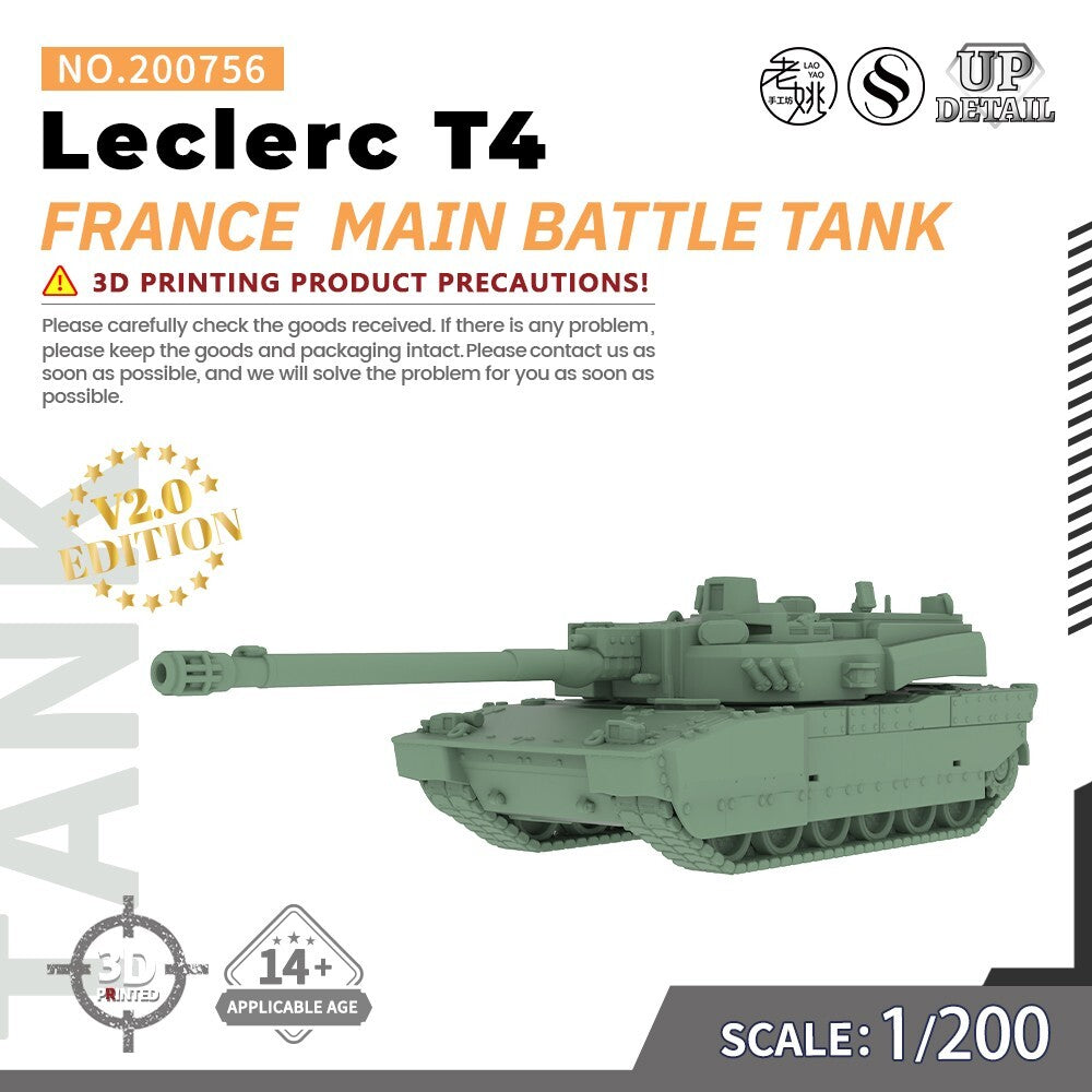 SSMODEL SS200756 1/200 Military Model Kit France Leclerc T4 Main Battle Tank — scale model kit