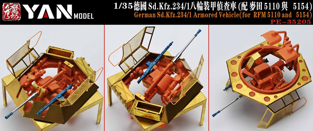 YAN MODEL PE-35205 1/35 German Sd.Kfz.234/1 Armored Vehicle(for RFM 5110&5154)