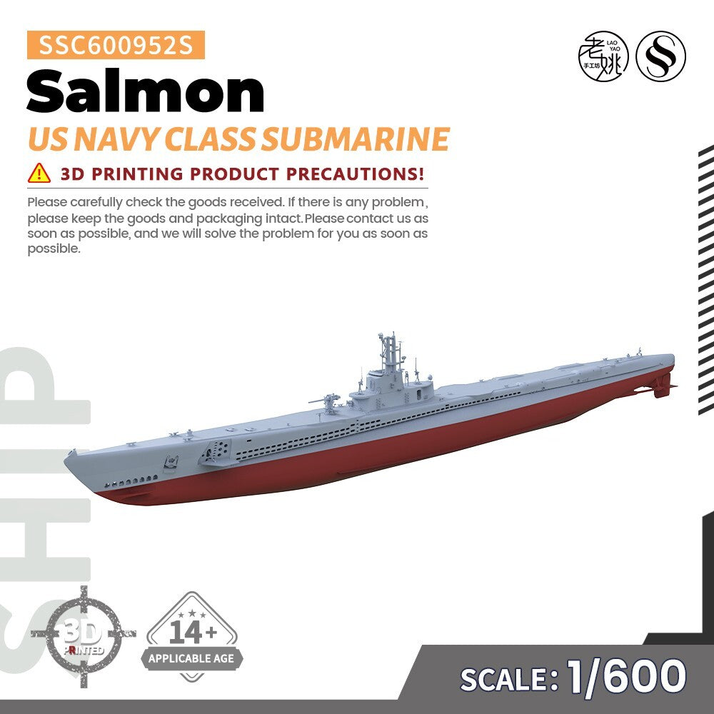 SSMODEL SSC600952S 1/600 Military Model US Navy Salmon Class Submarine Full Hull Main image