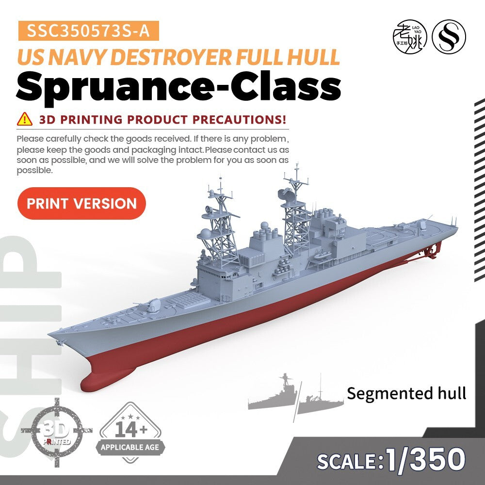 SSMODEL SSC350573S-A 1/350 Model US Navy Spruance-Class Destroyer FULL HULL