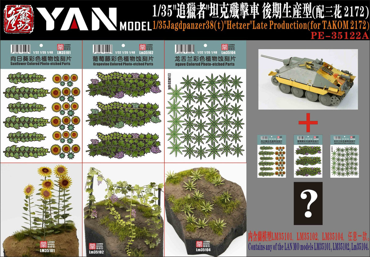 Yan Model PE35122A 1/35 Jagdpanzer38(t)"Hetzer"Late Production(for TAKOM 2172) — scale model kit