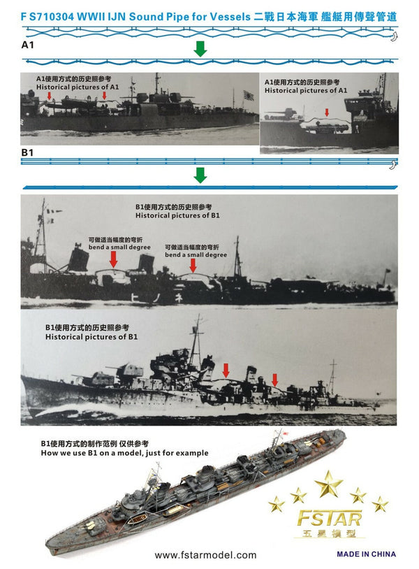 Fivestar PE 1/700 WWII IJN Sound Pipe for Vessels FS710304