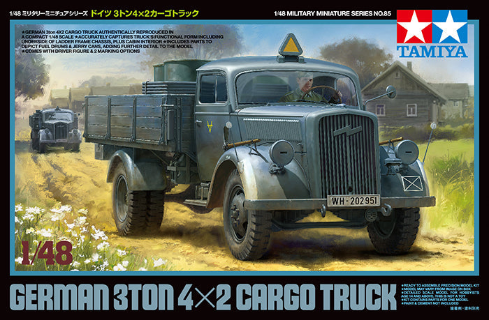 Tamiya 32585 1/48 Scale Military Model Kit WWII German 3Ton 4x2 Cargo Truck Main image