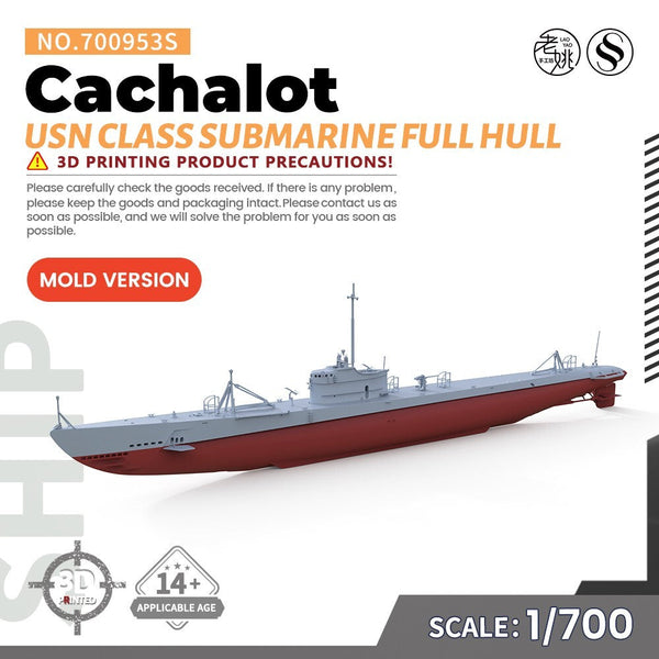 SSMODEL SS700953S 1/700 Military Model USN Cachalot Class Submarine Full Hull