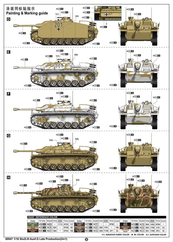 Trumpeter 00947 STUG.III AUSF.G LATE PRODUCTION (2 IN 1) 1:16 Mounting Kit-
