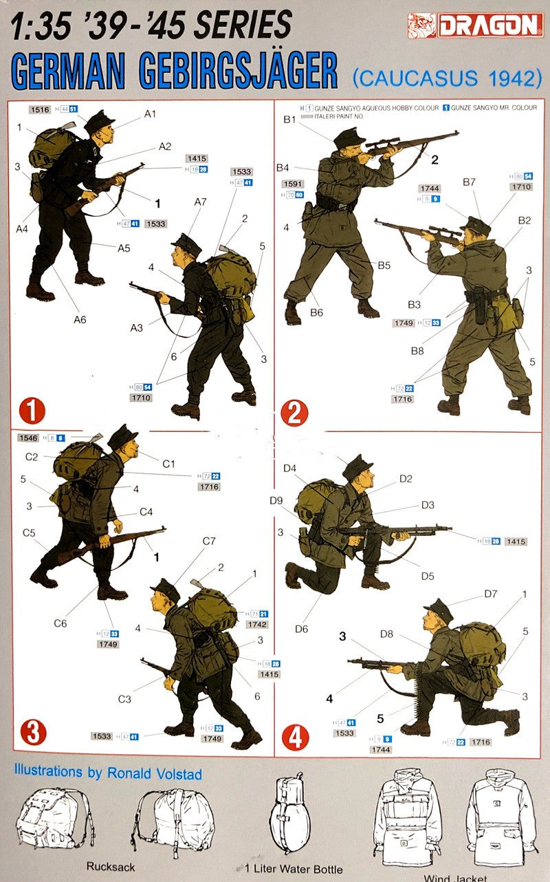 Dragon 1/35 6045 WWII German Gebirgsjager (Caucasus 1942) (4 Figures) — detail view 4