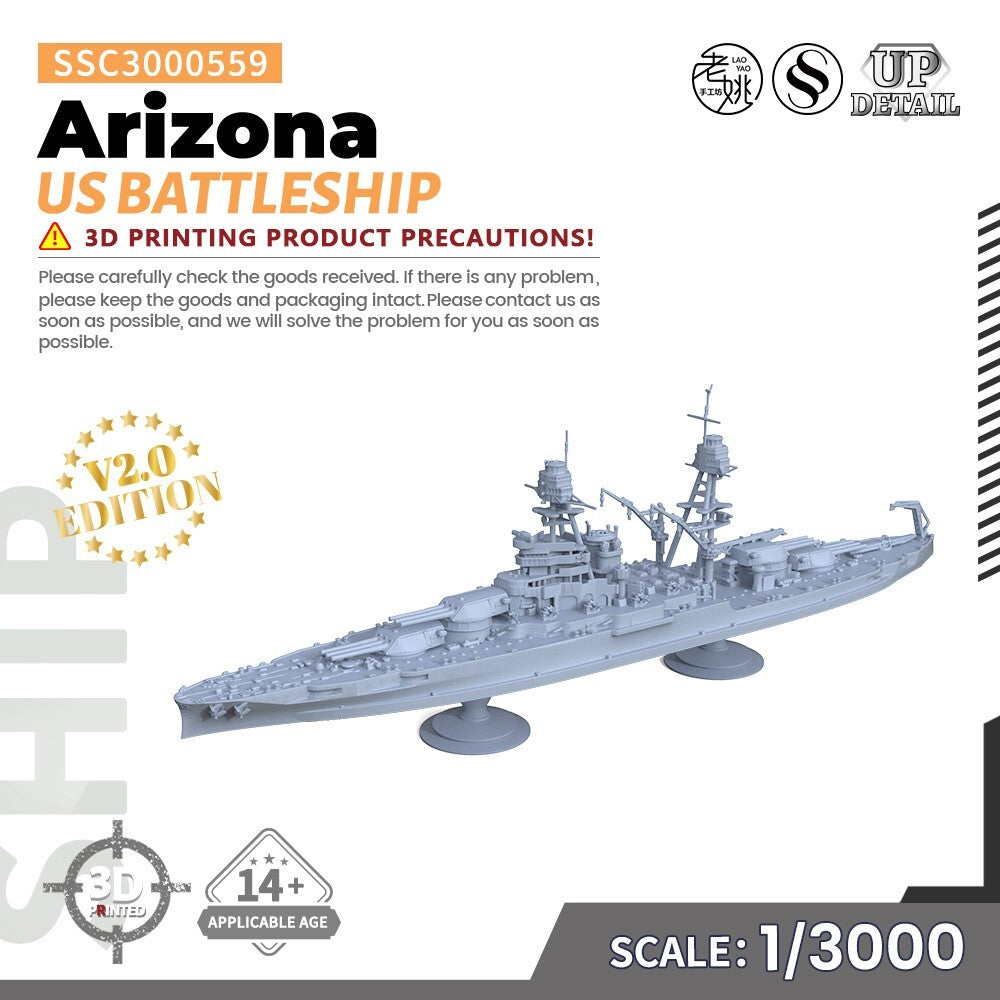SSMODEL SSC3000559 1/3000 Military Model Kit US Arizona Battleship Main image
