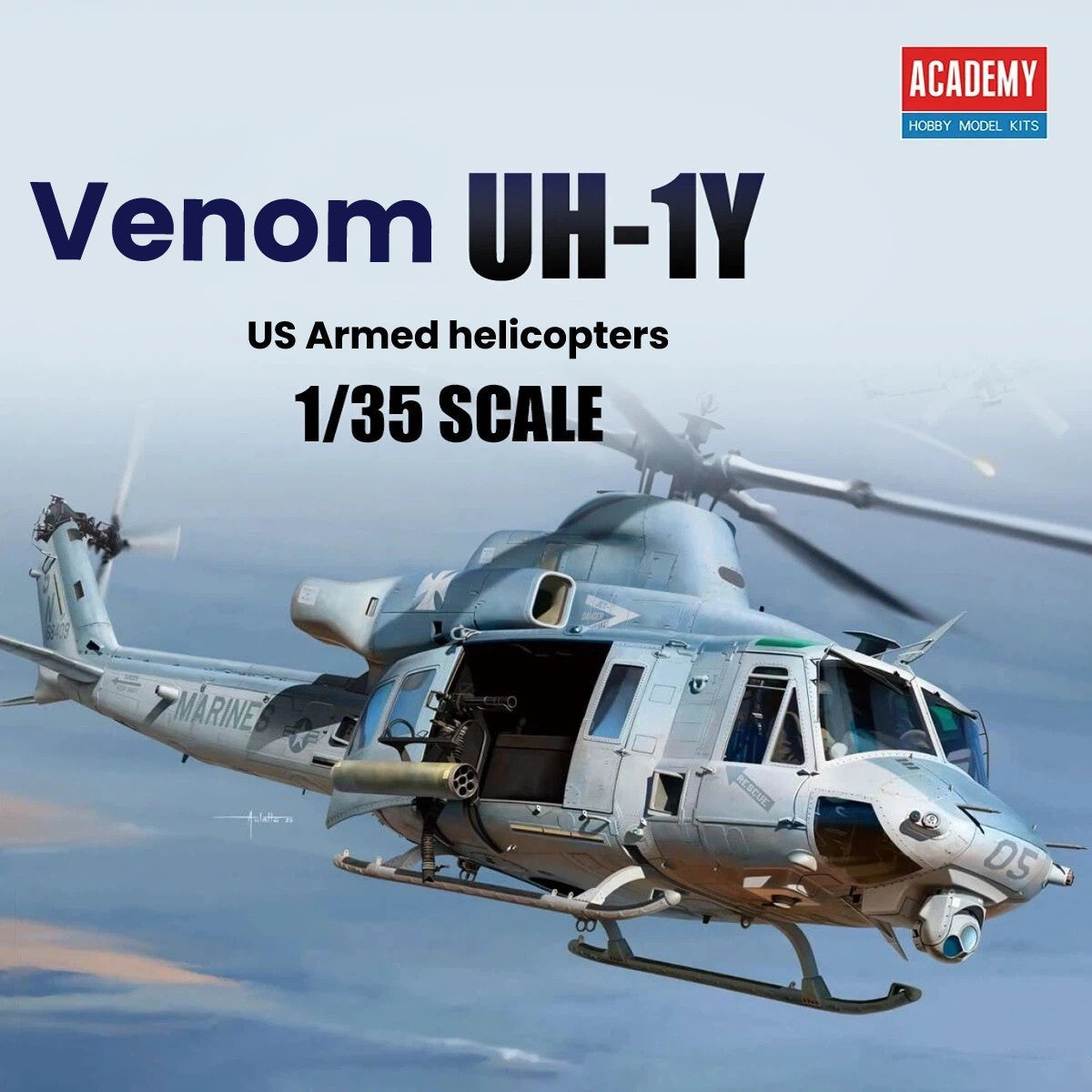 Academy AC12138 1/35 UH-1Y Venom Assembly Aircraft Collectible Models Kit Main image