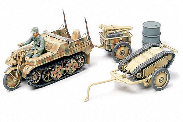 Tamiya 32502 1/48 Scale Military Model Kit Kettenkraftrad w/Cart&Goliath Vehicle
