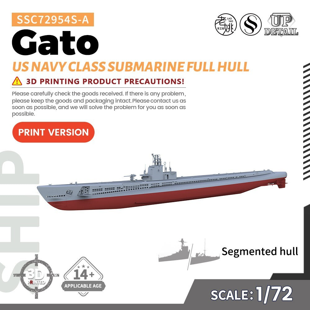 SSMODEL SSC72954S-A 1/72 Military Model US Navy Gato Class Submarine Full Hull Main image
