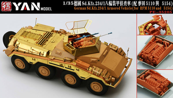 YAN MODEL PE-35205 1/35 German Sd.Kfz.234/1 Armored Vehicle(for RFM 5110&5154)