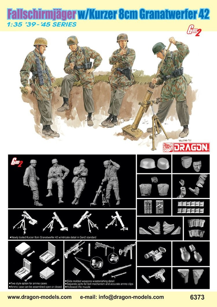 Dragon 6373 1/35 Fallschirmjager 8cm Gr.W.42 Mortar Team Granatwerfer42 Model — detail view 3