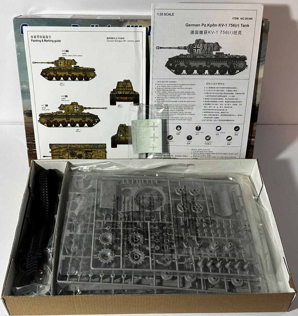 Parts Sealed Trumpeter #00366 1/35 Scale German Pz.Kpfm KV-1 756(r) Tank - 2009