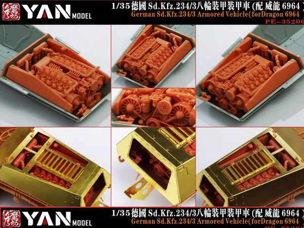 YAN MODEL PE-35206 1/35 German Sd.Kfz.234/3 ArmoredVehicle(For Dragon 6964 )