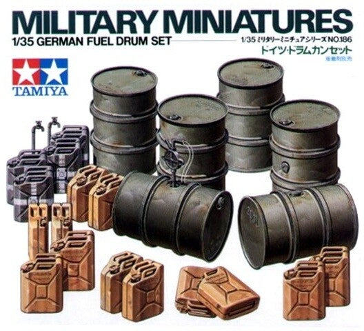 Tamiya 35186 1/35 Scale Military Model Kit WWII German Oil Drum & Jerry Can Set Main image