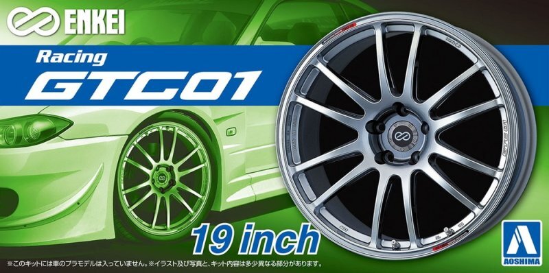 Aoshima AO-05380 1/24 Model Car Tuned Parts(47) Enkei Racing GTC01 19"inch Wheels & Tires Main image