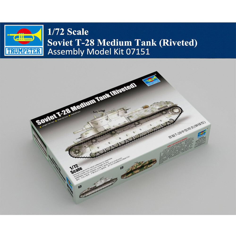 Trumpeter 07151 1/72 Soviet T-28 Medium Tank (Riveted) Armor Assembly Model Kit Main image