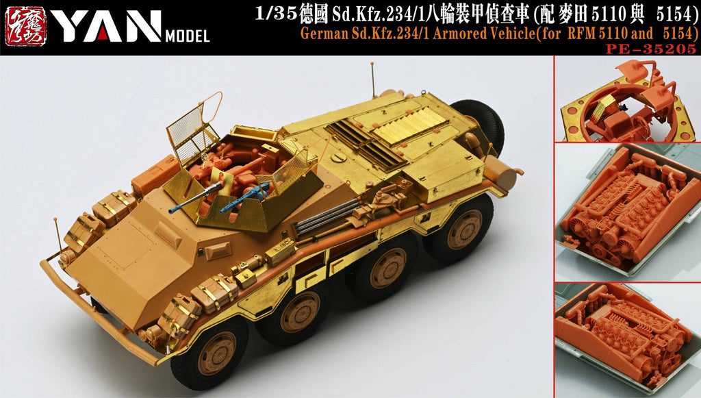 YAN MODEL PE-35205 1/35 German Sd.Kfz.234/1 Armored Vehicle(for RFM 5110&5154)