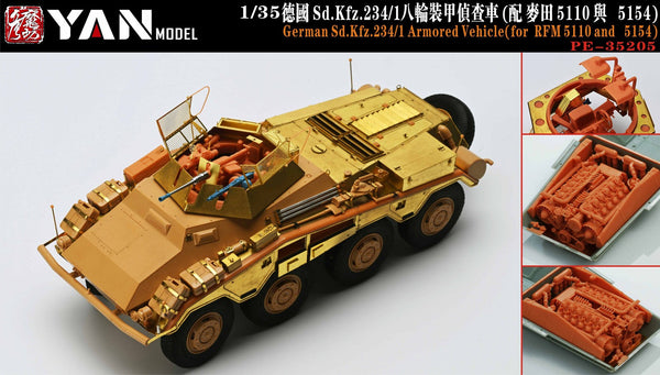 YAN MODEL PE-35205 1/35 German Sd.Kfz.234/1 Armored Vehicle(for RFM 5110&5154)