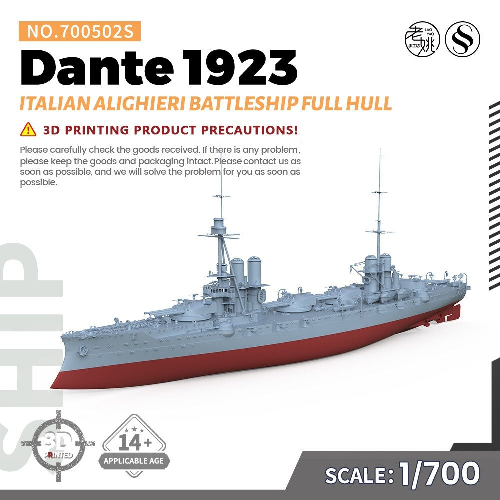 SSMODEL SS700502S 1/700 Military Italy Dante Alighieri Battleship 1923 Full Hull Main image