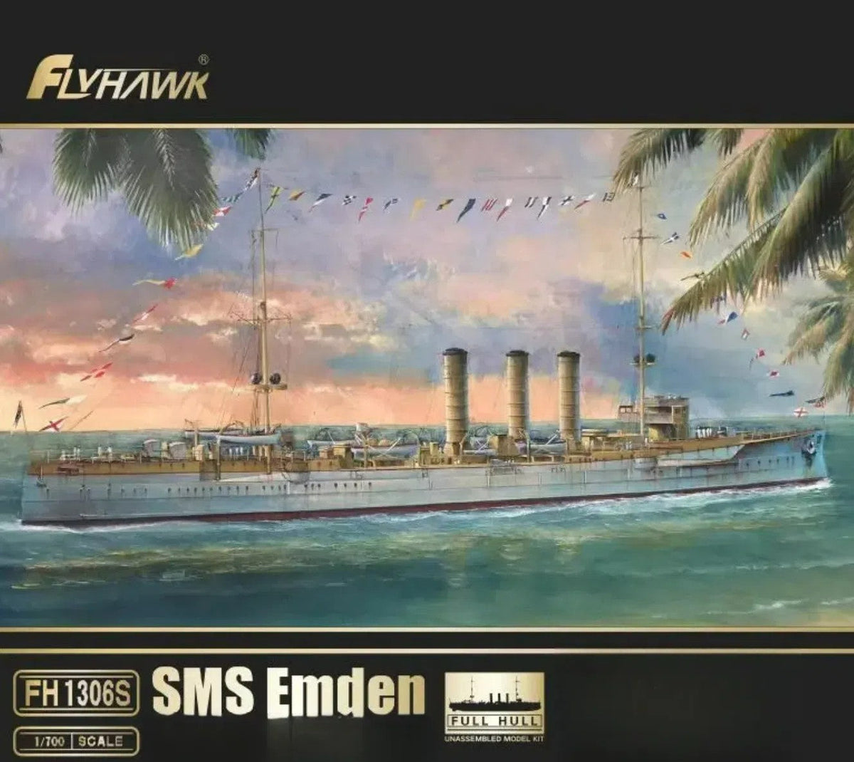 Flyhawk FH1306S 1/700 German Navy Cruiser SMS Emedn Model Kit Limited Edition — detail view 4
