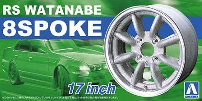 Aoshima AO-20314 1/24Car Tuned Parts(04)RS Watanabe 8Spoke17"inch Wheel&Tire Set