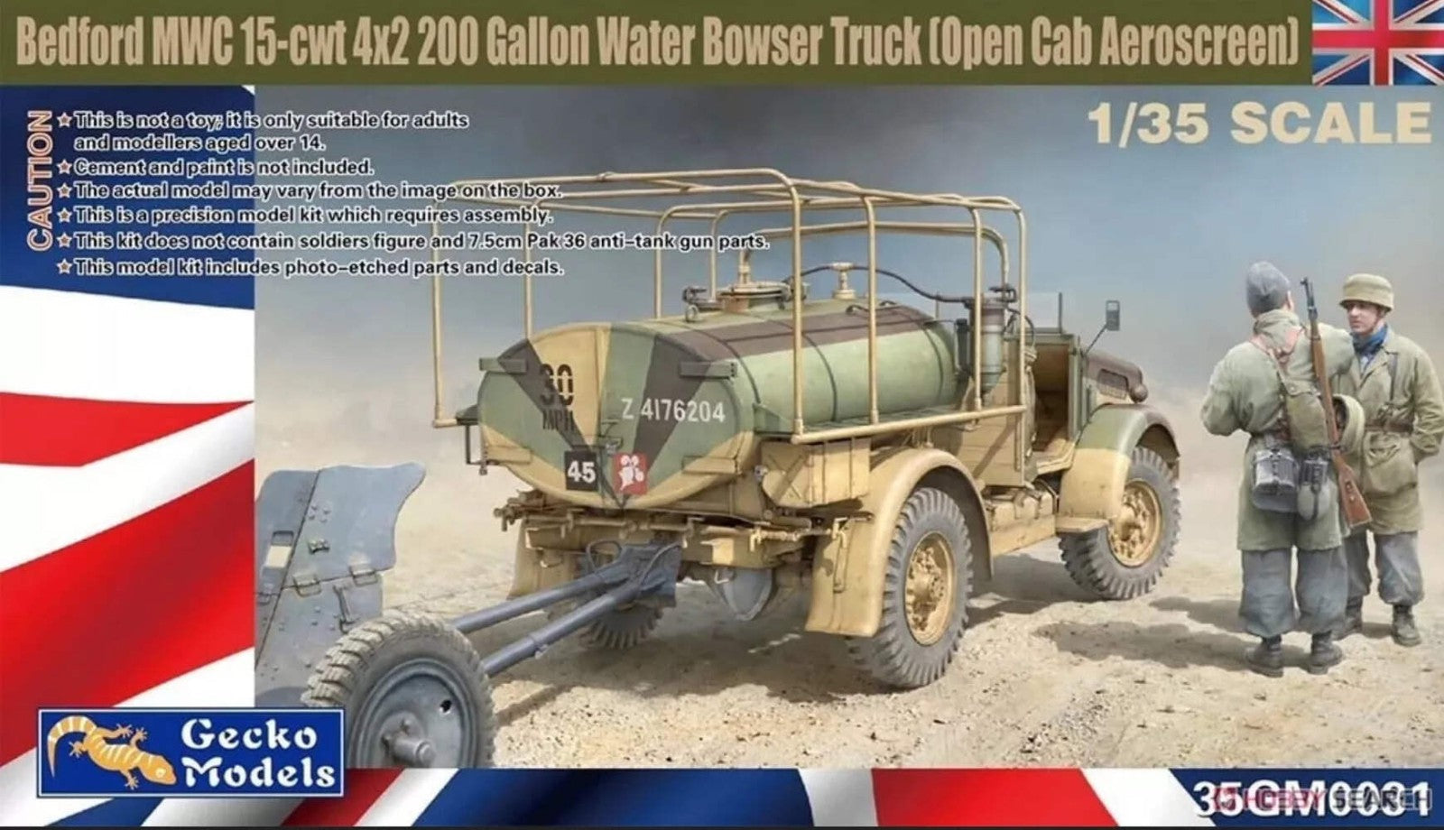 Gecko Models 35GM0031 1/35 Bedford MWC 15-cwt 4x2 200 Gallon Water Bowser Truck Main image