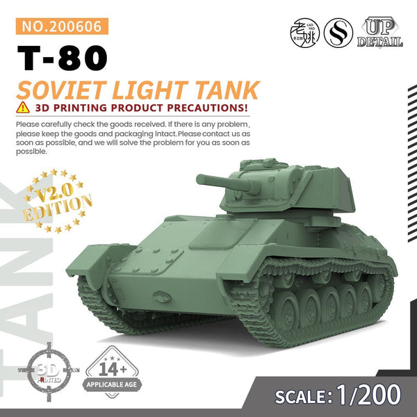 SSMODEL SS200606 1/200 Military Model Kit Soviet T-80 Light Tank