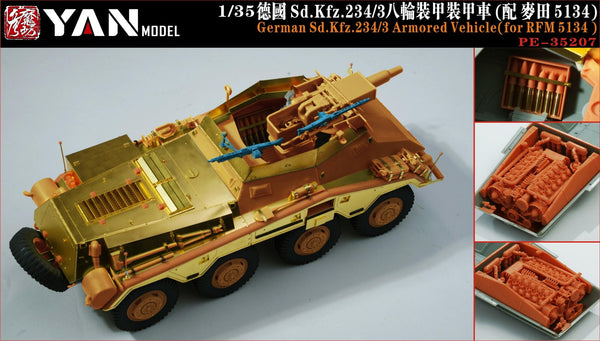 YAN MODEL PE-35207 1/35 German Sd.Kfz.234/3 Armored Vehicle(for RFM 5134)