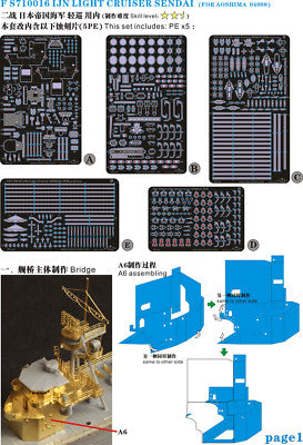 Fivestar 1/700 WWII IJN Light Cruiser Sendai for Aoshima FS710016 Secondary image