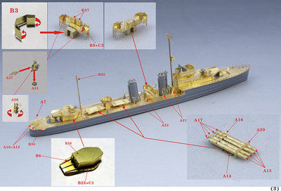 Five Star 1/700 700109 Royal Navy E Class Destroyer For Tamiya