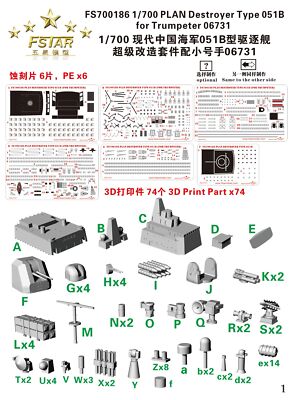 FIVE STAR FS700186 1/700 PLAN Destroyer Type 051B 167 Super Upgrade Set Secondary image